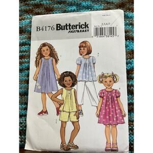 Butterick 4176 pattern toddlers top dress shorts pants sz 2 3 4 5